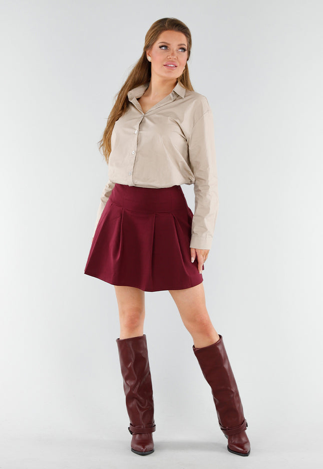 NEW130825 Bordeaux Kniehoge Laarzen Gesp