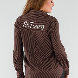 OP=OP.AV.09 Bruin Gestreepte St. Tropez Blouse