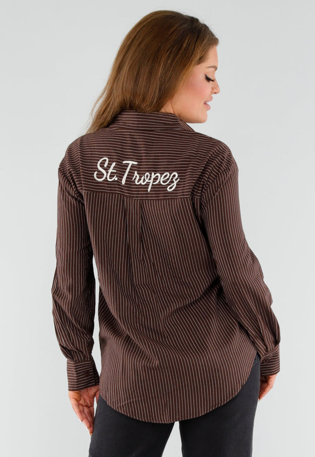 OP=OP.AV.09 Bruin Gestreepte St. Tropez Blouse