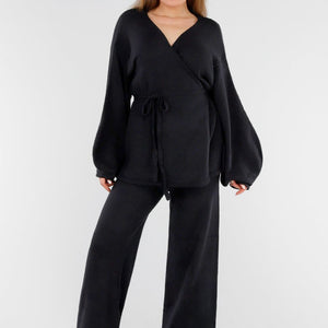 NEW130825 Gebreide Set met Ballonmouwen