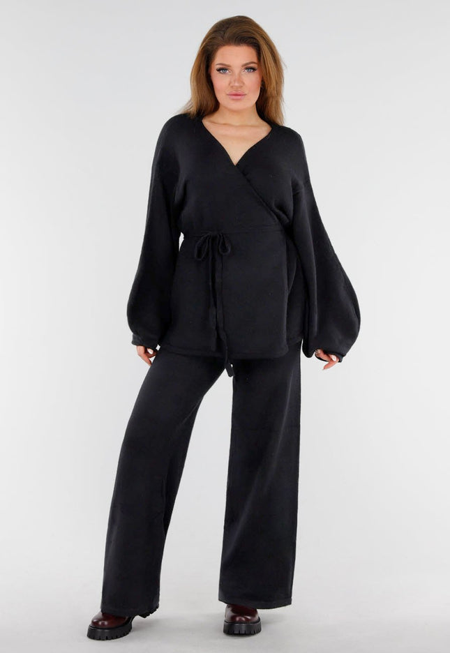 NEW130825 Gebreide Set met Ballonmouwen