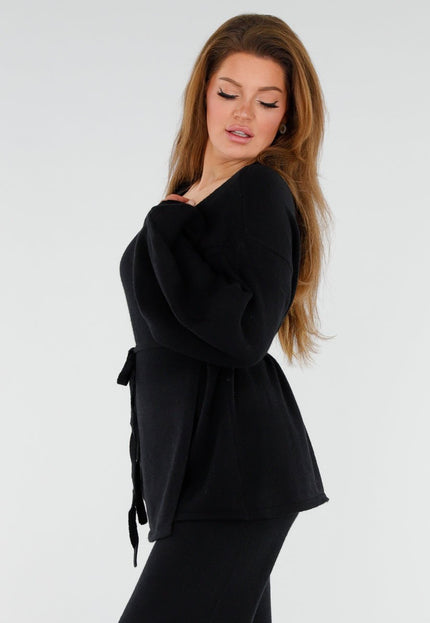 NEW130825 Gebreide Set met Ballonmouwen