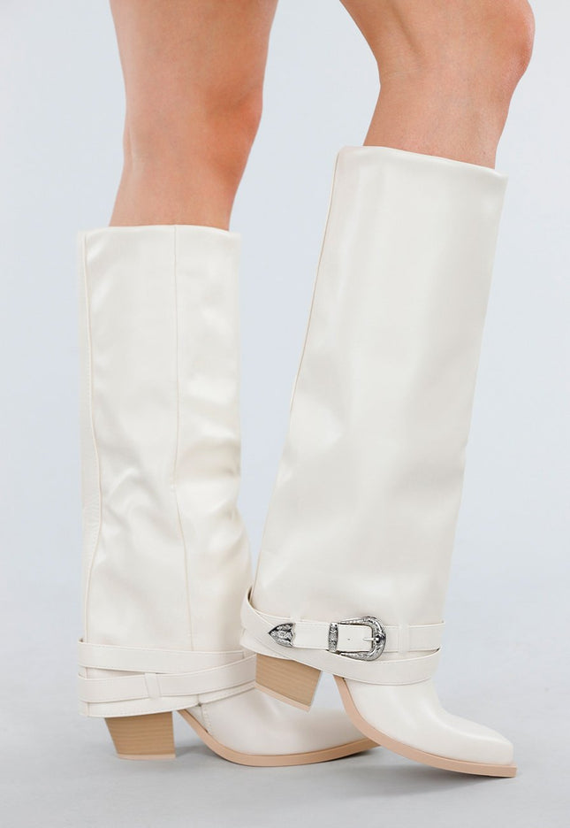 NEW130825 Off White Laarzen met Gespdetail