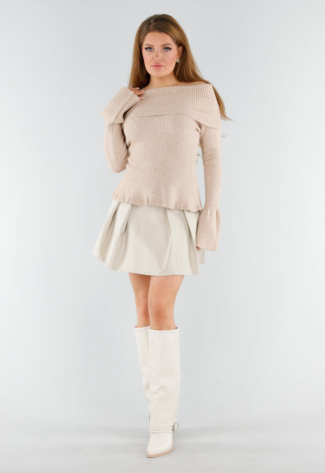 NEW130825 Off White Laarzen met Gespdetail