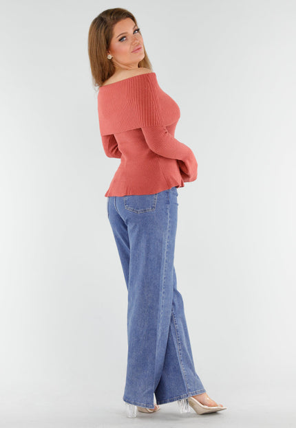 NEW130825 Terracotta Off Shoulder Trui