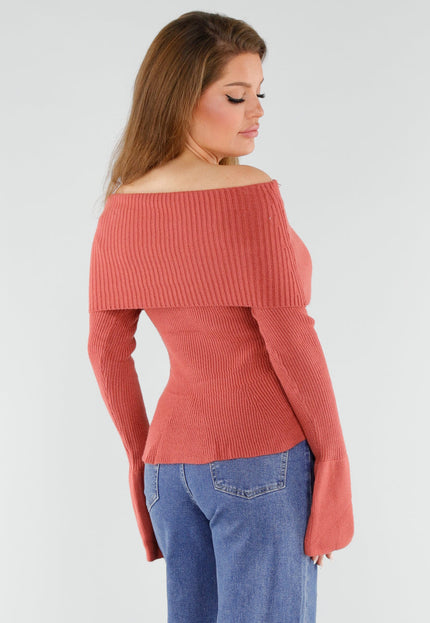 NEW130825 Terracotta Off Shoulder Trui