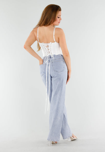 NEW130825 Witte Kanten Bustier Top