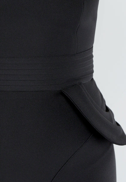 NEW130825 Zwarte Halter Peplum Jurk