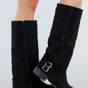 OP=OP.42.NL Zwarte Hoge Laarzen met Gespdetail