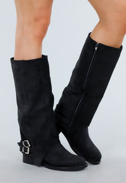 OP=OP.42.NL Zwarte Hoge Laarzen met Gespdetail