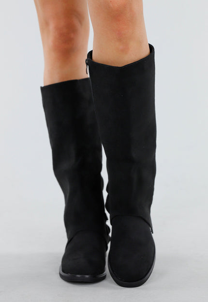 OP=OP.42.NL Zwarte Hoge Laarzen met Gespdetail