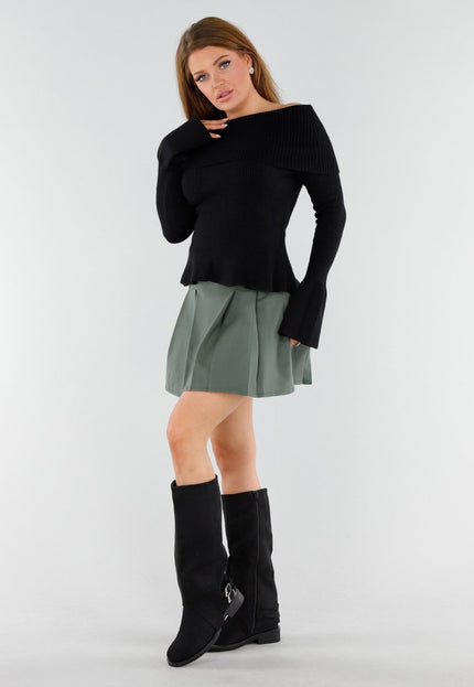 OP=OP.42.NL Zwarte Hoge Laarzen met Gespdetail