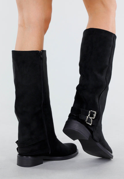 OP=OP.42.NL Zwarte Hoge Laarzen met Gespdetail