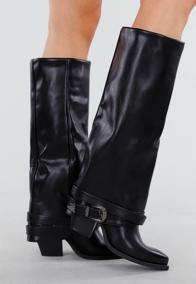 NEW130825 Zwarte Laarzen met Gespdetail