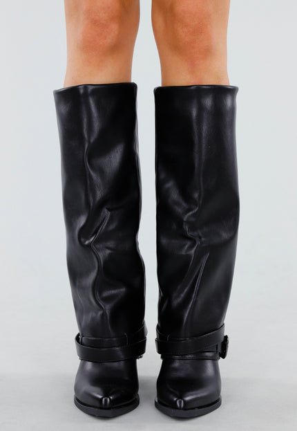 NEW130825 Zwarte Laarzen met Gespdetail