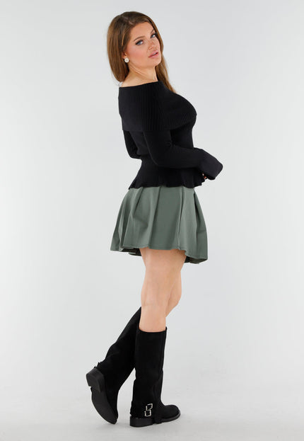 NEW130825 Zwarte Off Shoulder Trui