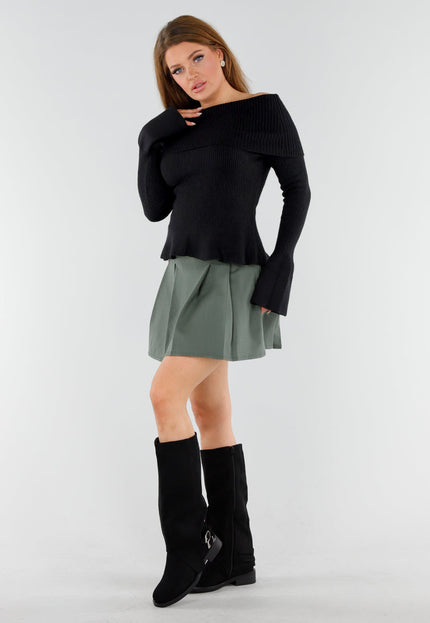 NEW130825 Zwarte Off Shoulder Trui