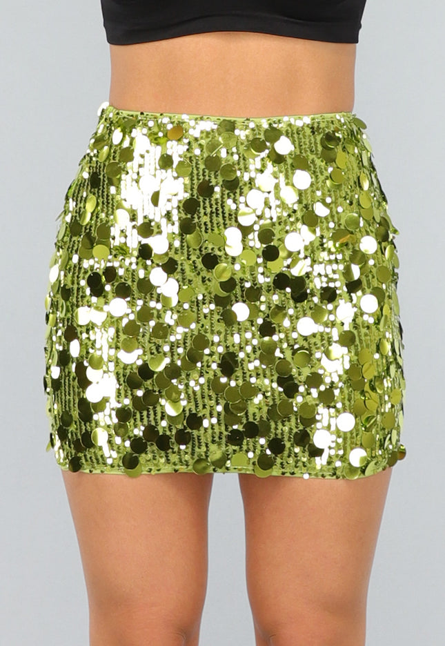 OP=OP.03.NL Korte Groene Sequin Rok