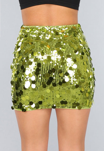 OP=OP.03.NL Korte Groene Sequin Rok