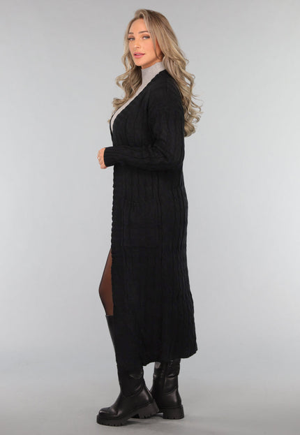 OP=OP.48.S Lange Zwarte Cardigan met Zakken