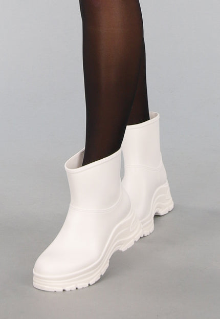 OP=OP.33.S Witte Regenlaarsjes met Dikke Zool