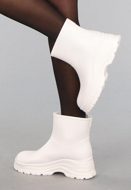 OP=OP.33.S Witte Regenlaarsjes met Dikke Zool