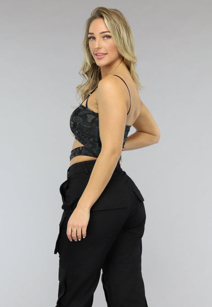 NEW1312 Bandeau Top met Reflecterende Print