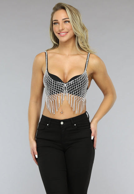 NEW1312 Bustier met Strass Fringe