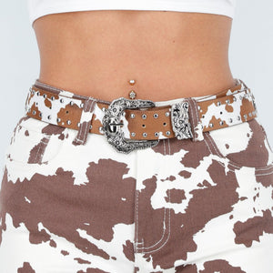 NEW140126 Bruine Koeienprint Riem