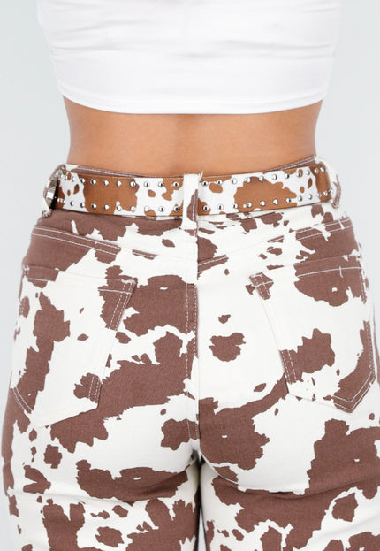 NEW140126 Bruine Koeienprint Riem