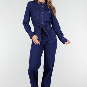 NEW140126 Donkerblauwe Denim Jumpsuit