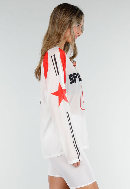 NEW140126 Witte Mesh Longsleeve Jersey