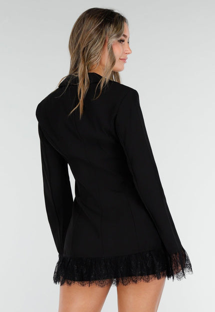 NEW140126 Zwarte Blazer met Kant