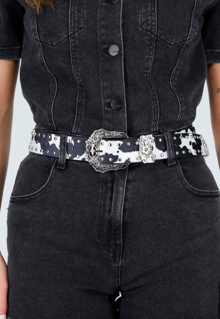 NEW140126 Zwarte Koeienprint  Riem