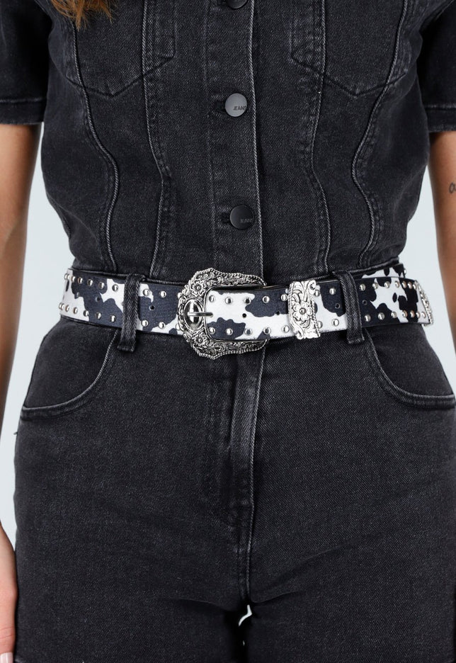 NEW140126 Zwarte Koeienprint  Riem