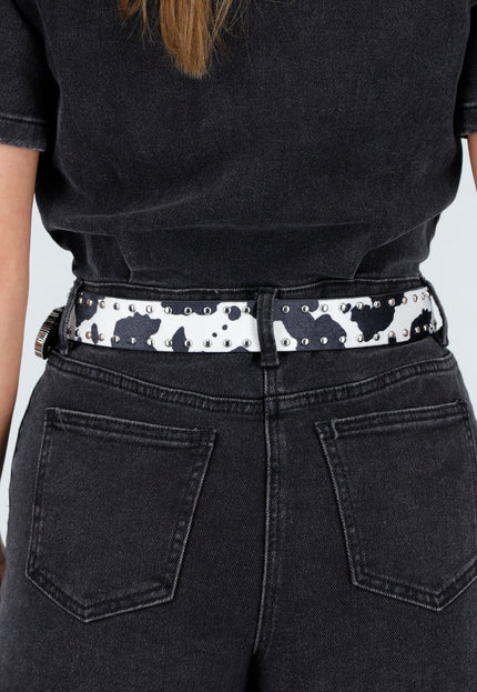 NEW140126 Zwarte Koeienprint  Riem