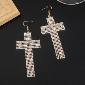 NEW1402 Goudkleurige Oorbellen met Kruis Ontwerp