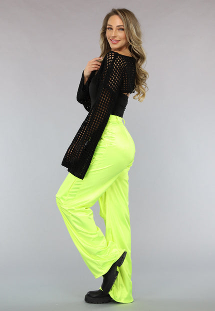 NEW1402 Neon Gele Cargo in Satijnen Stof