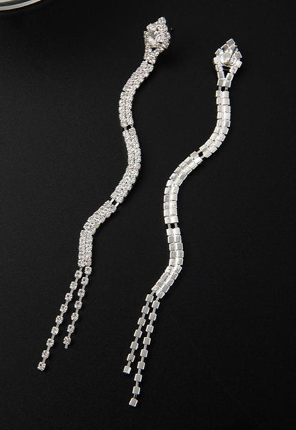 NEW1402 Zilveren Strass Oorbellen met Slangen Model