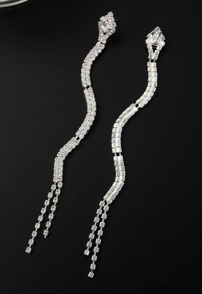 NEW1402 Zilveren Strass Oorbellen met Slangen Model