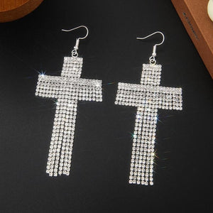 NEW1402 Zilverkleurige Oorbellen met Kruis Ontwerp