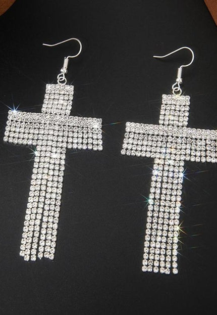NEW1402 Zilverkleurige Oorbellen met Kruis Ontwerp