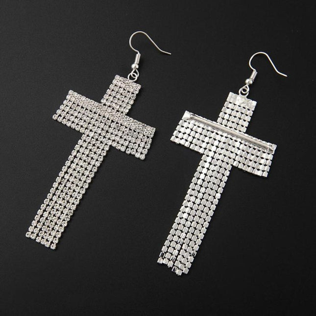 NEW1402 Zilverkleurige Oorbellen met Kruis Ontwerp