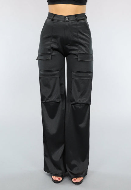 NEW1402 Zwarte Cargo in Satijnen Stof