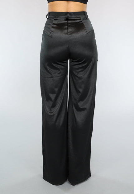 NEW1402 Zwarte Cargo in Satijnen Stof