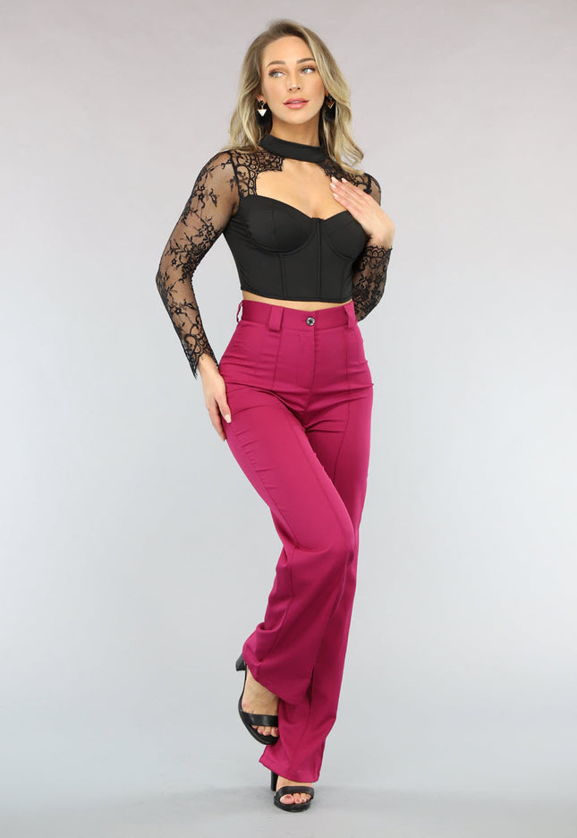 OP=OP.46.NL Zwarte Korset Top met Kanten Mouwen