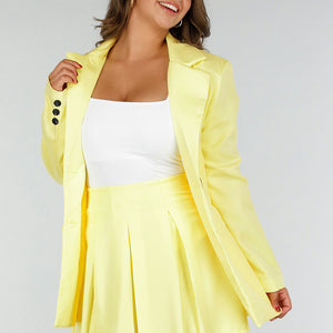 NEW140525 Butter Yellow Two Piece met Taillerende Blazer