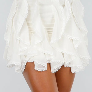 OP=OP.44.NL Crème High Waist Rok met Ruffles en Broderie