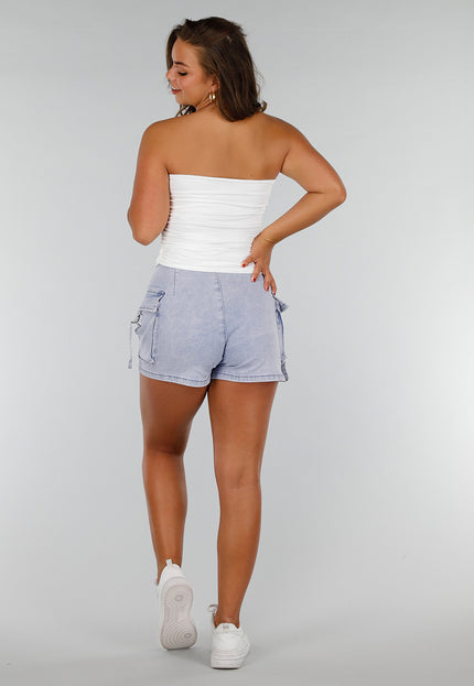 NEW140525 Witte Strapless Stretch Bandeau Top met Plooien