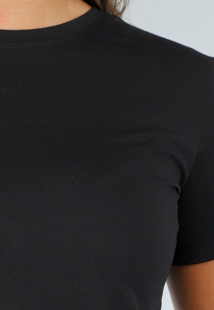NEW140525 Zwarte Basic Stretch Top van Katoen